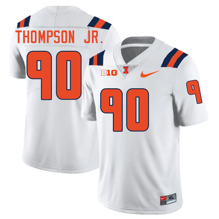 #90 James Thompson Jr. Illinois Fighting Illini Football Jersey,Uniforms-White